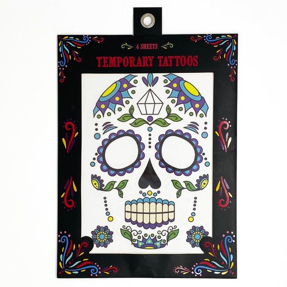4 Sheets Día de los Muertos (Day of the Dead) Temporary Face Tattoos | NWT - Picture 4 of 10